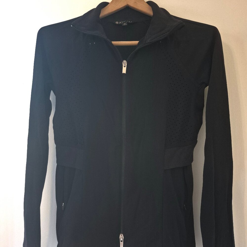 Athleta Chakra Jacket In Powervita Yoga Mesh Black XS Activewear Full-zip Mesh
